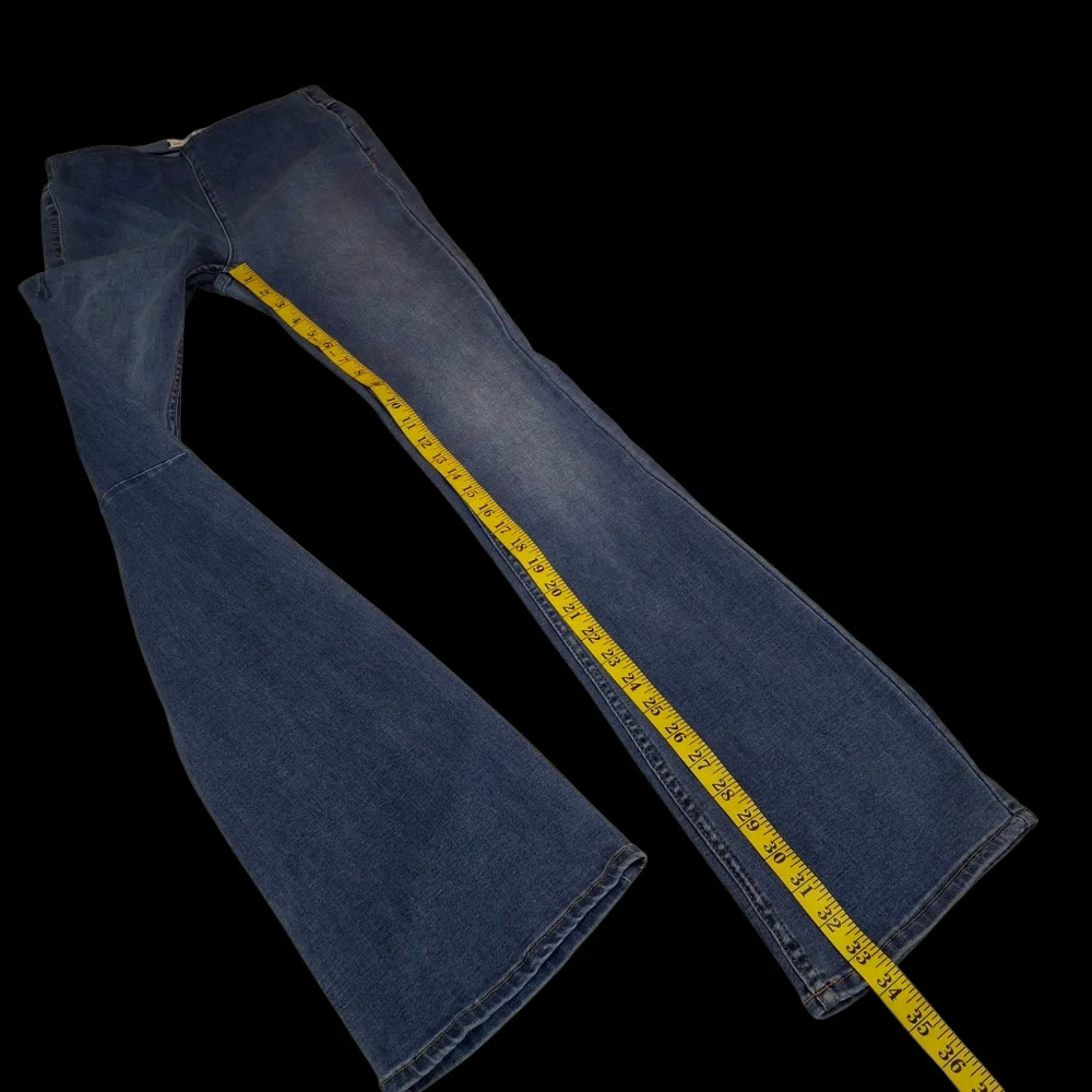 We The Free Penny Pull-On Wide Flare Soft Denim Blue Stretch Jeans Women Size 27 - Picture 13 of 16